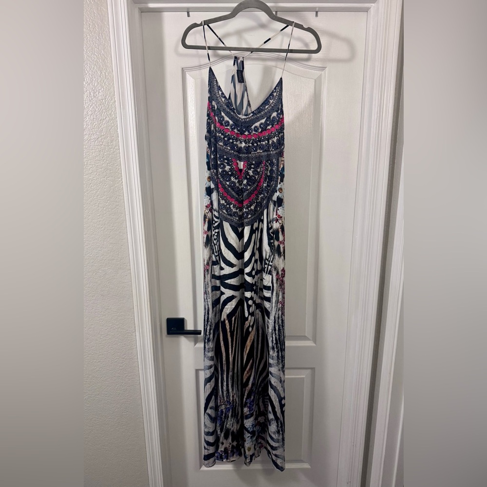 Sakkas Black & White Maxi Dress with Pink Accents